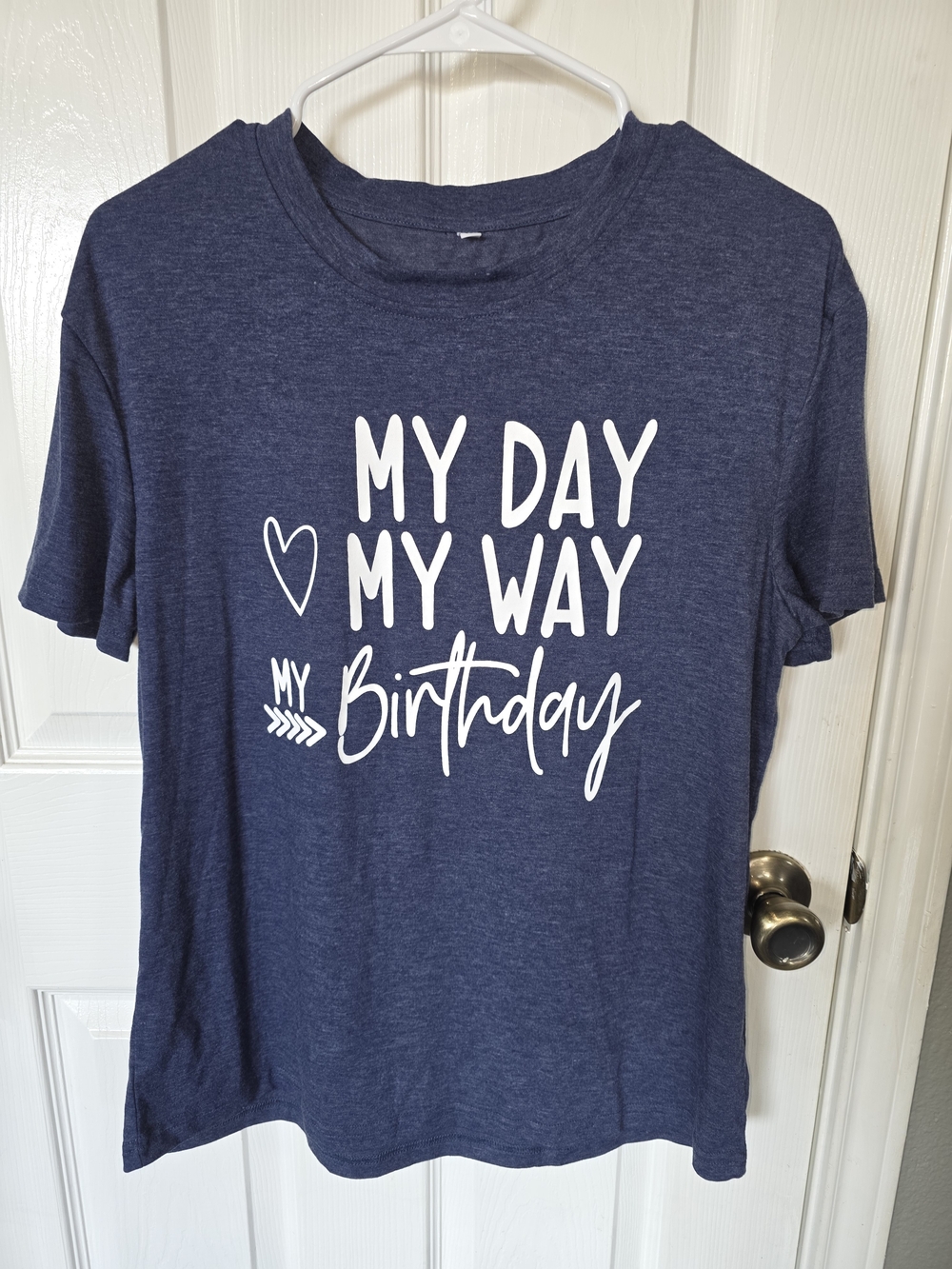 Women’s Navy 'My Day My Way My Birthday' Short Sleeve Graphic Tee